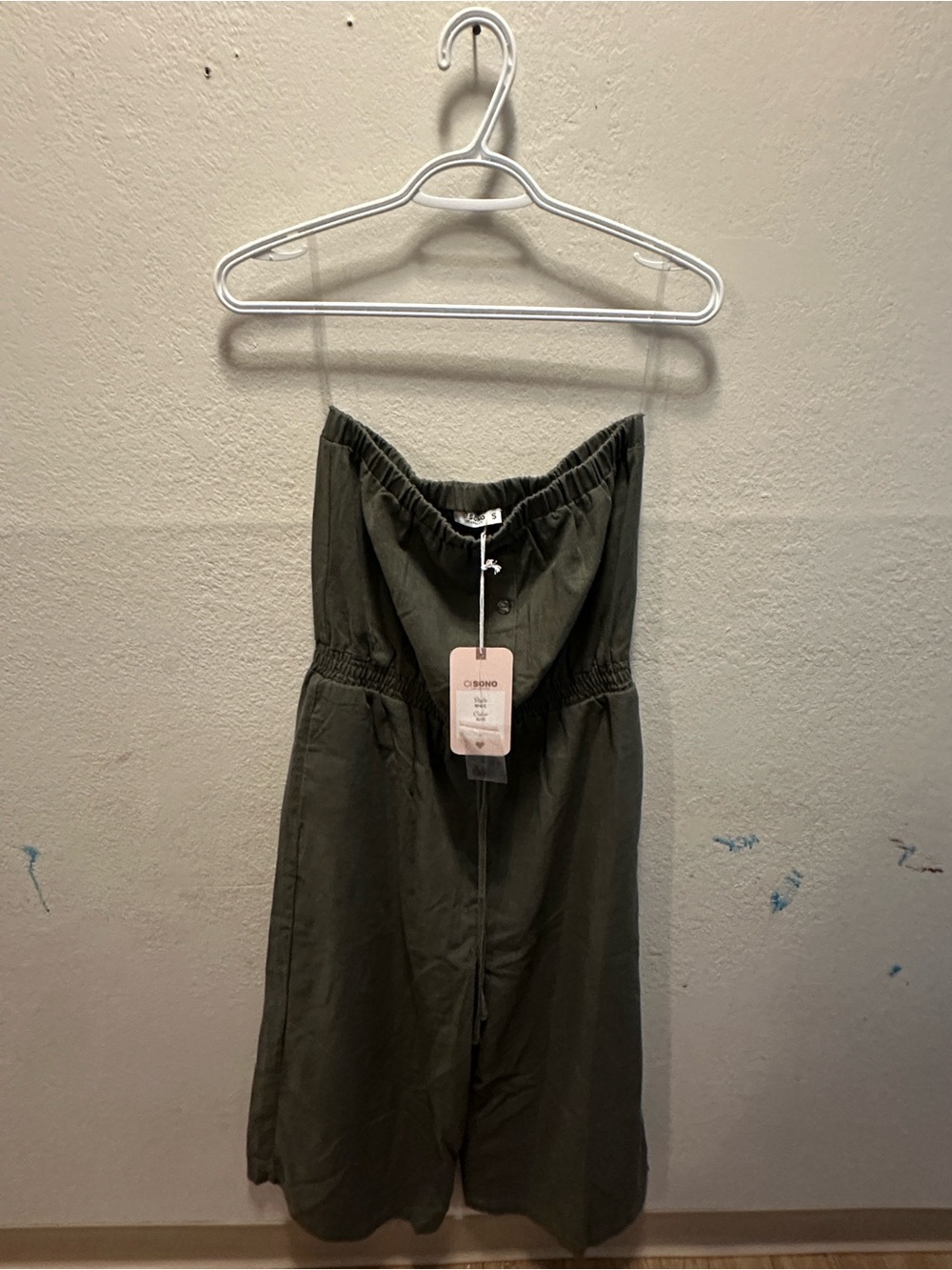 Cisono Olive Green Strapless Jumpsuit